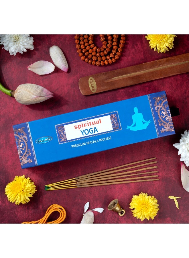 Ullas Spiritual Yoga Agarbathi Premium Masala Incense Sticks with Woody Fragrance (80 Sticks) With Stick Holder - Image 3